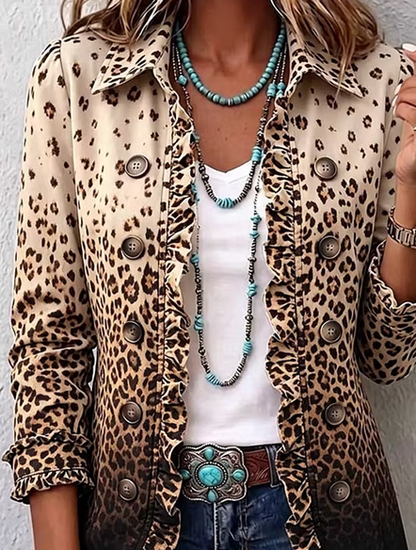 Women Spring/Fall Outerwear Vintage Ombre Long Sleeve Shawl Collar Jacket