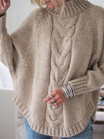 Women Plain Long Sleeve Comfy Street Jacquard Sweater