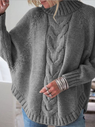 Women Plain Long Sleeve Comfy Street Jacquard Sweater