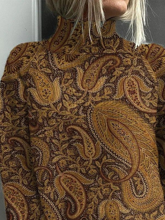 Women Floral Long Sleeve Comfy Vintage Printing Sweater