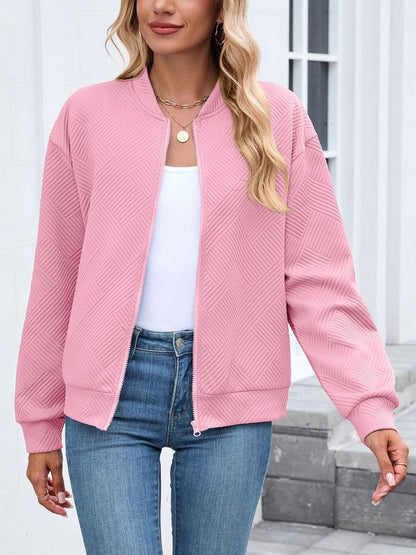 Women Spring/Fall Outerwear Casual Plain Long Sleeve Stand Collar Jacket