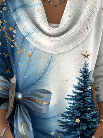 Women Gradient Pattern Long Sleeve Comfy Vintage Sweater
